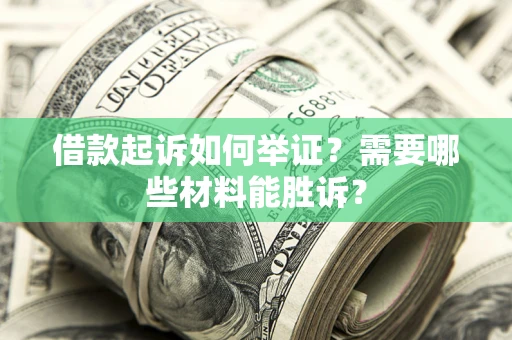 武汉借款起诉如何举证？需要哪些材料能胜诉？